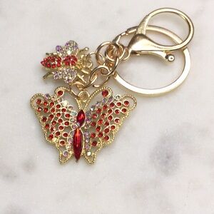 Ruby Butterfly/Bee Keychain